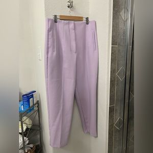 Zara lilac Work Pants Trousers High Waisted Slim Waist Fit